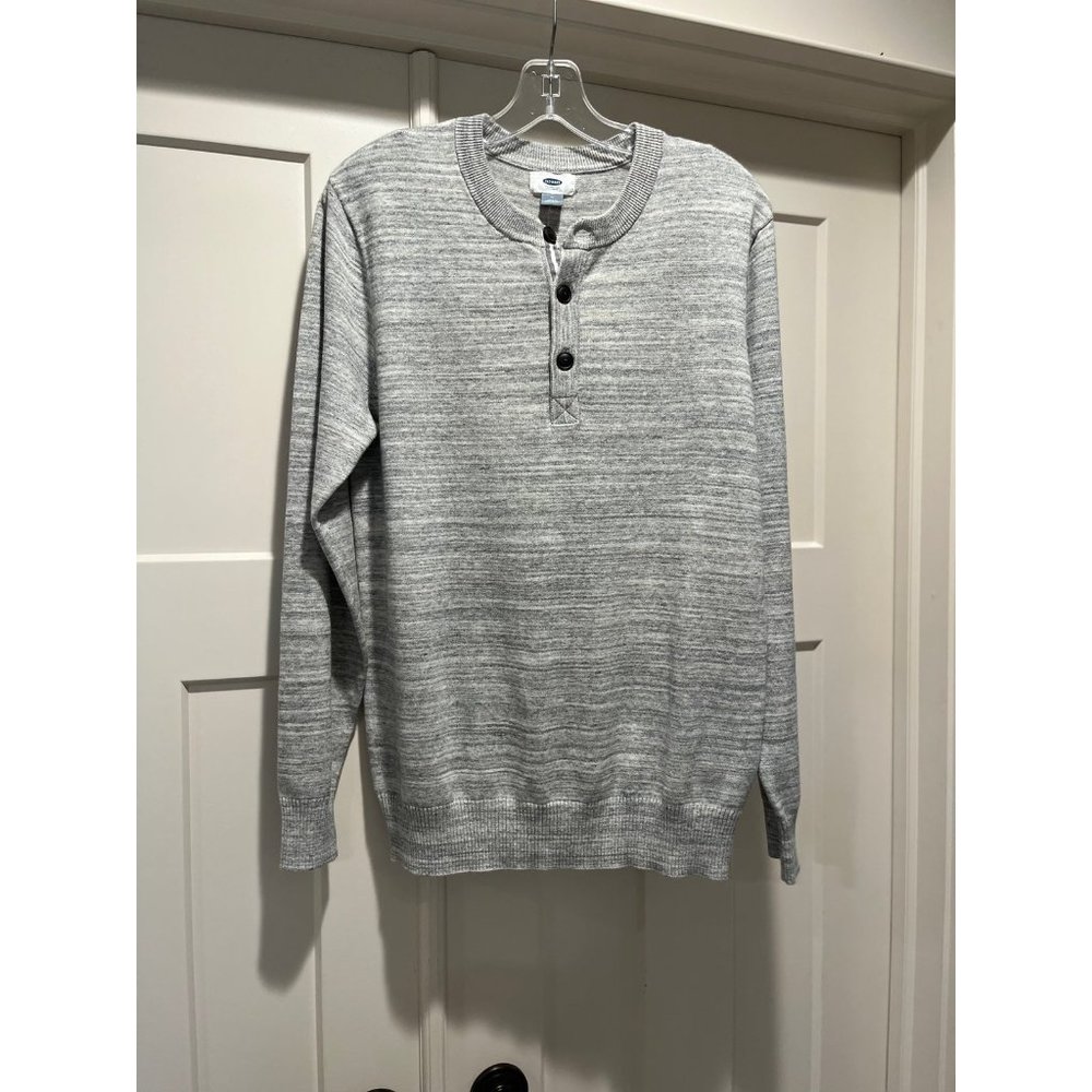 Old Navy Men’s Marbled Gray Henley Sweater M